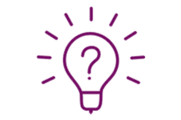 shining light bulb icon with question mark in the center